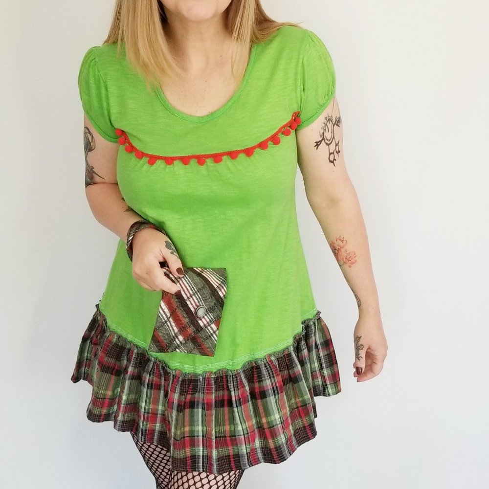 Refashioned Vintage Plaid Mini Dress + Wristlet ♥M